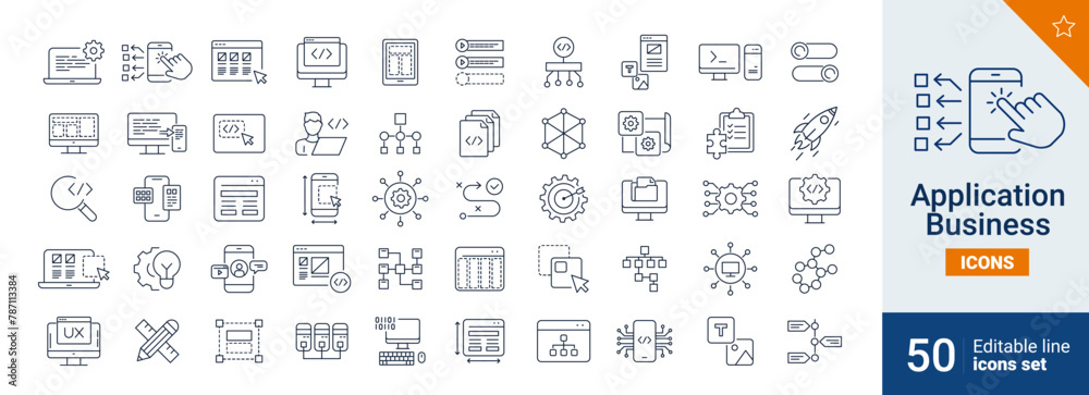 Application icons Pixel perfect. configuration, window, mobile, ...	
 - obrazy, fototapety, plakaty 
