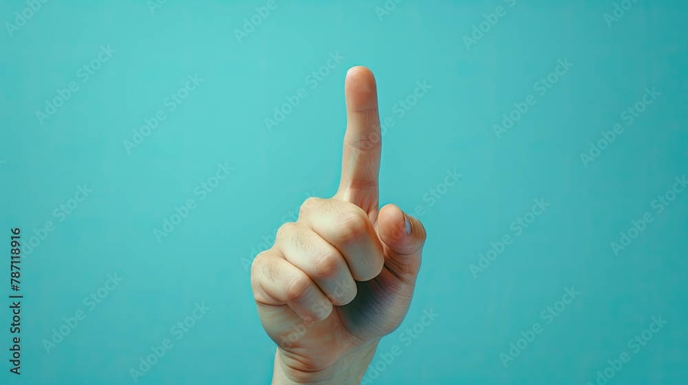 Man hand on blue background Man hand on blue background