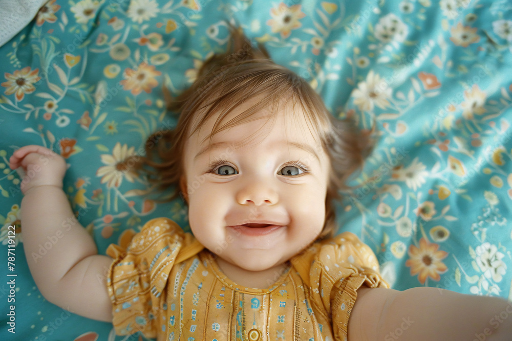 A baby taking selfie with happy face A baby taking selfie with happy face