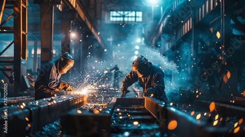 welder factory worker Metal sparks photo