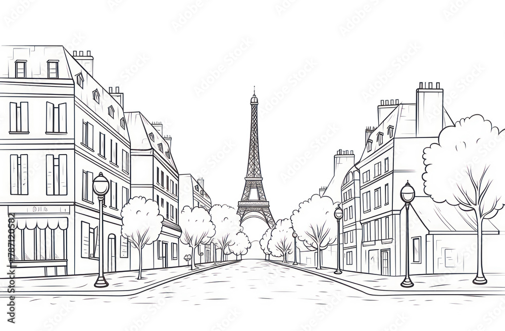 PNG Paris street architecture building drawing.