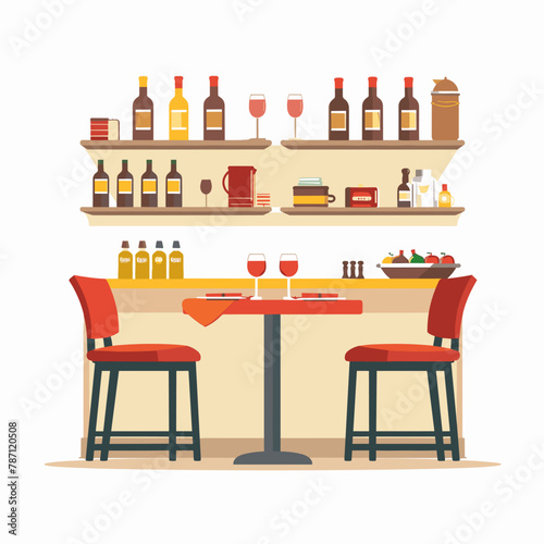 vector restaurant flat style on white background .Generative AI
