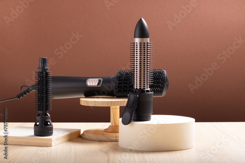 Hair dryer with attachments in a studio shot photo