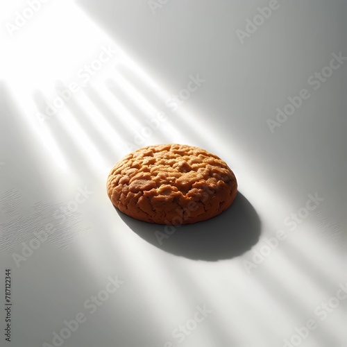 Golden Sunlit Cookie on a Smooth Surface Capturing the Essence of Warmth and Sweet Indulgence