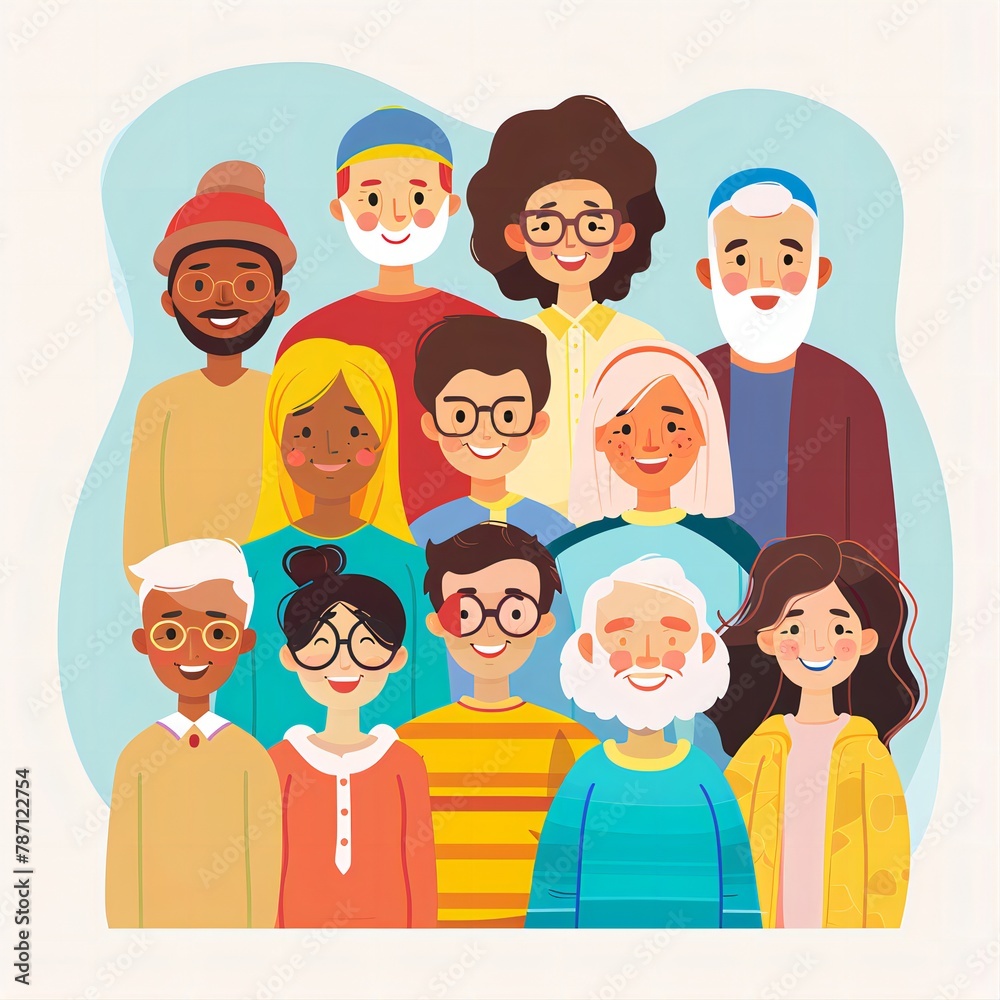 Smiling Diverse Community Uniting for Positive Change Illustration Smiling Diverse Community Uniting for Positive Change Illustration
