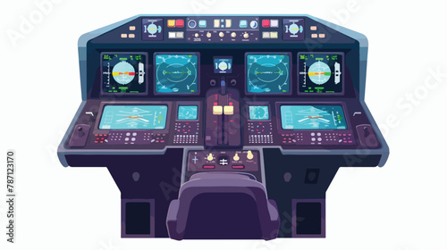 Airplane cockpit view with control panel buttons  photo