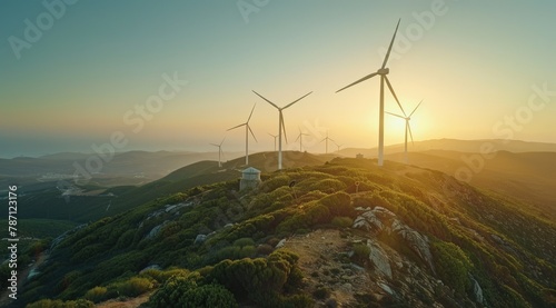 The wind turbine on the mountaintop