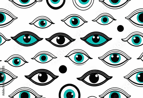 Hand Drawn Doodle Sketch of Open, Wink Eyes in Simple Background