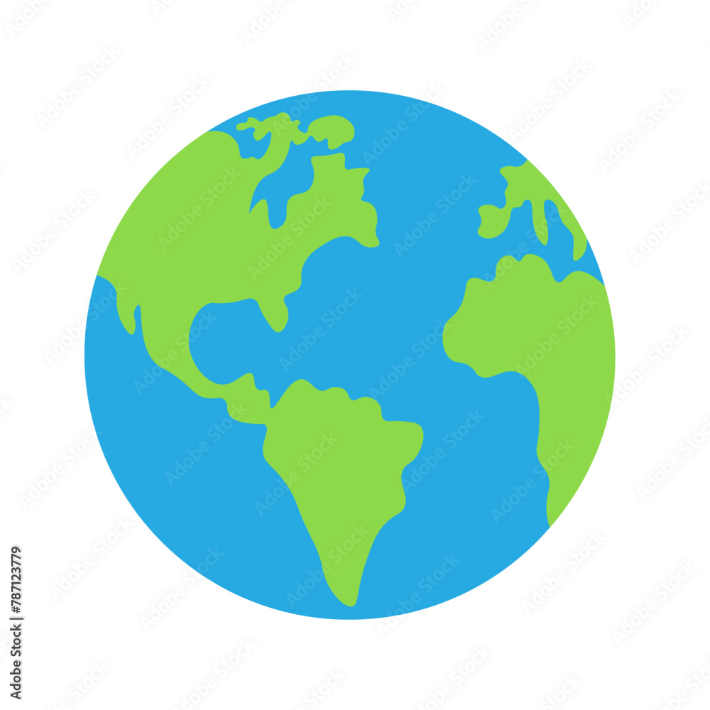 planet earth in vector in flat style. globe with continents. object for design, magnet, sticker, poster, print