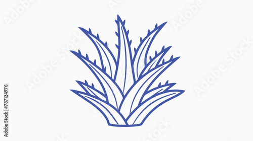 Aloe humilis plant icon blue outline style isolated Illustration photo
