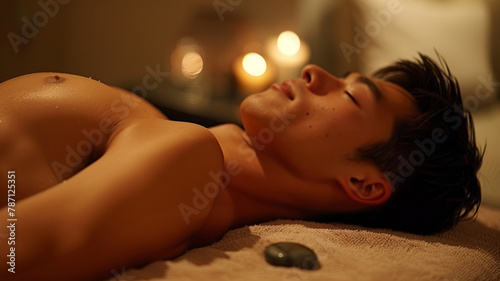 Man receiving a massage at a spa