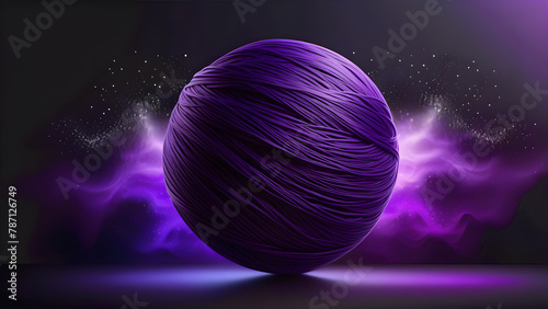 Royal Purple Yarn Unraveling in Darkness, Enigmatic Violet Threads Against Black Canvas, Deep Lavender Fiber Draped on Ebony, Majestic Plum Yarn Cascade on Dark Background(Generative AI)