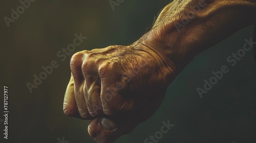 Hand of a strong man isolated in tone