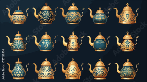 Arabic tea or coffee pot with traditional ornament. photo