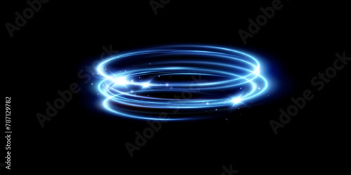  Neon magic circle.Futuristic light circle for background.Light frame.Vector.Magic portal. 