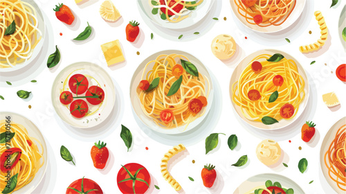 Assorted Italian pasta dishes captured from above flat