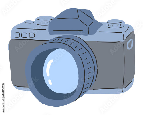 Retro single-lens reflex camera, digital camera, hand-drawn simple illustration / レトロな一眼レフ、デジカメ、手描きのシンプルなイラスト