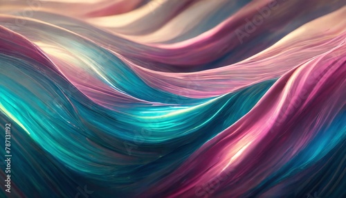 colorful abstract background with pink and blue shiny wavy surfaces