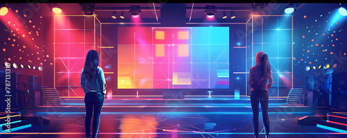Television quiz show Contest game in studio with stage background illustration.  generative ai