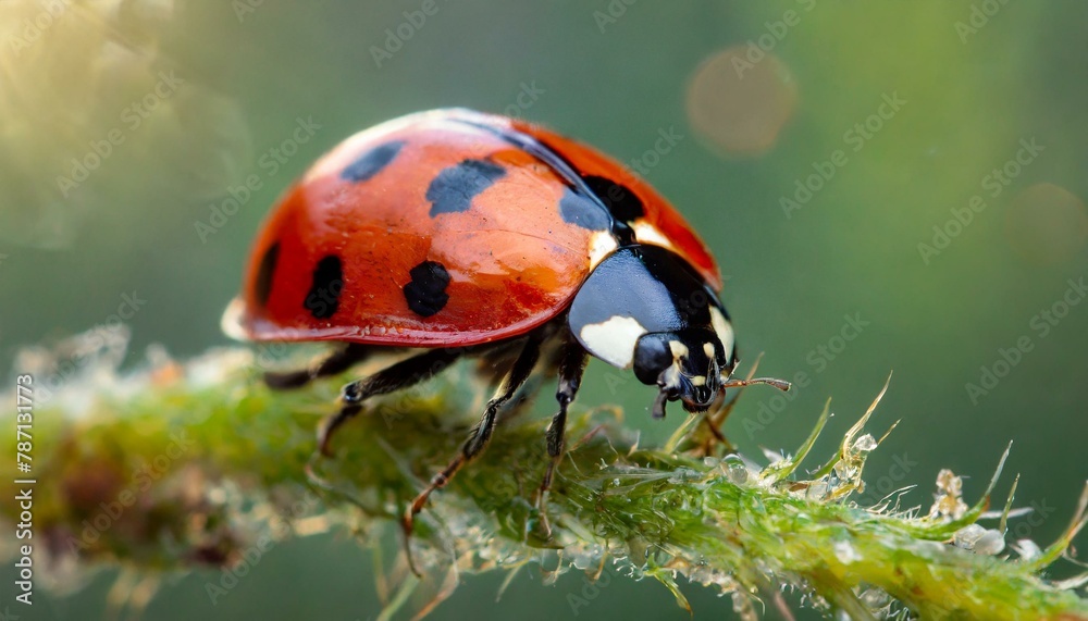 Macro ladybug in nature green background Macro ladybug in nature green background