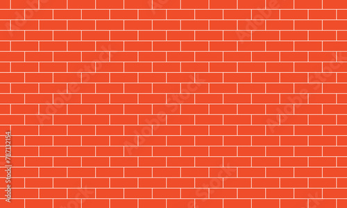 Red brick wall seamless pattern. Kitchen or bathroom metro tile design. Geometric background. Vector flat illustration.