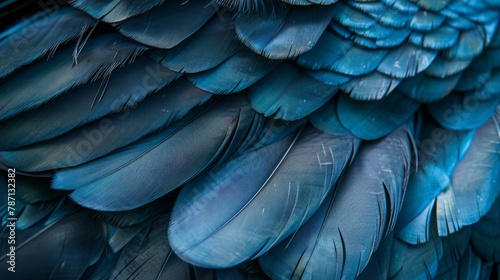 Blue feather pigeon macro photo, texture or background