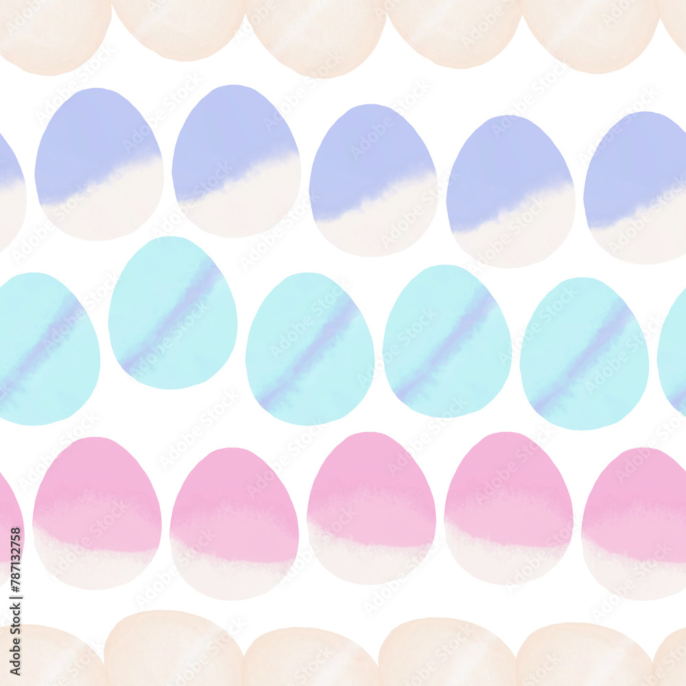 Seamless pattern with easter eggs, hand drawn illustration in watercolor style