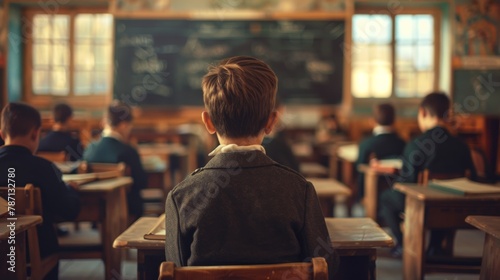 school class and students learning