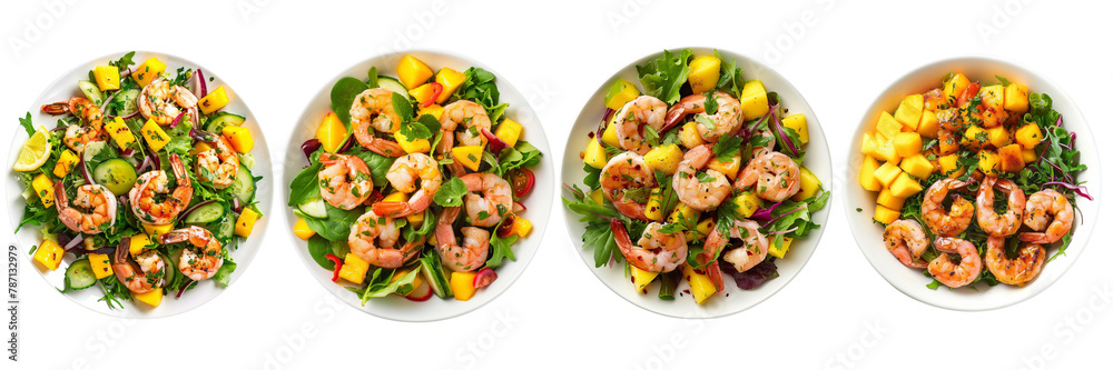 set of a Shrimp and Mango Salad on a transparent background set of a Shrimp and Mango Salad on a transparent background