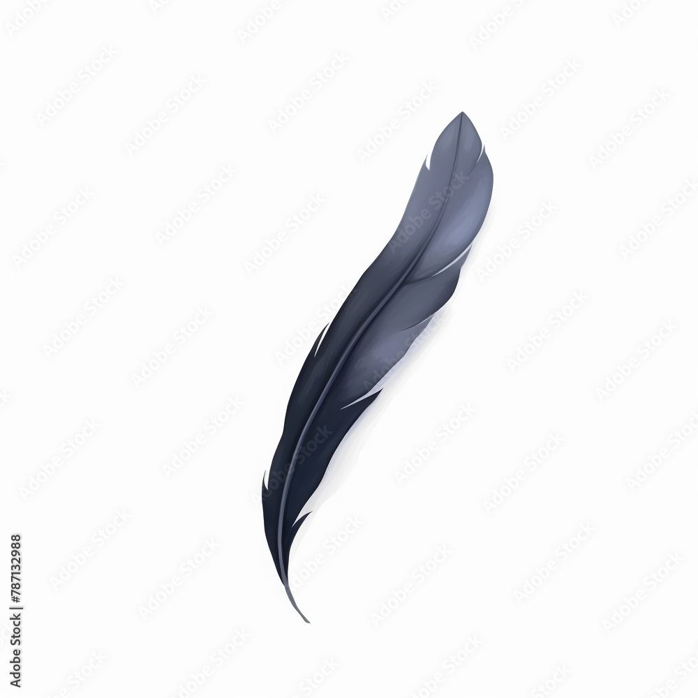 Fototapeta premium Raven feather, glossy black, midnight sheen , water color, cartoon, animation 3D, vibrant