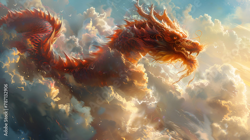 Chinese dragon in the sky, generative Ai