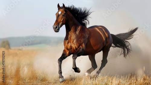 Beautiful horse running wallpaper image background © Artem