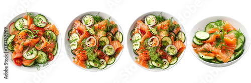 set of a Smoked Salmon and Cucumber Salad on a transparent background