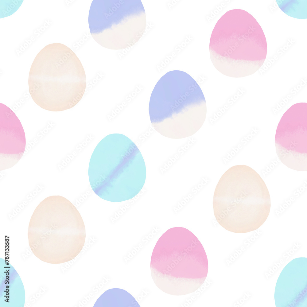 Seamless pattern with easter eggs, hand drawn illustration in watercolor style Seamless pattern with easter eggs, hand drawn illustration in watercolor style