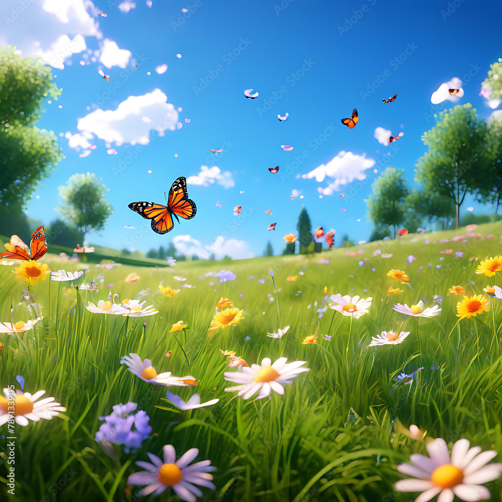 landscape with butterflies