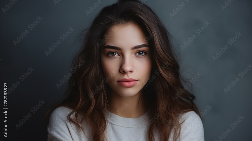 Brunette Woman with Soft Gaze Brunette Woman with Soft Gaze