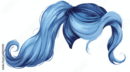 Beautiful hairstyle of long blue female hair gathered photo