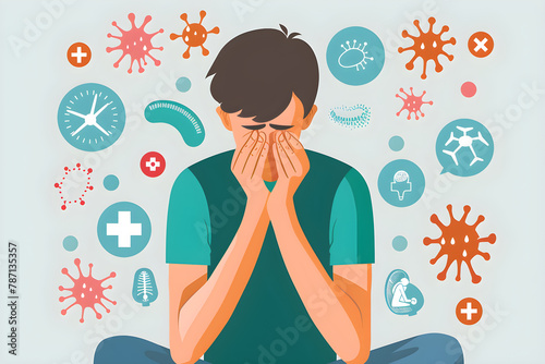 Illustration of Individual Showing NHS Identified Symptoms of Illness