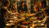 A heartwarming family scene as they gather around a table to enjoy a meal crafted from their own homegrown ingredients, cherishing the farm-to-table experience and family bond.