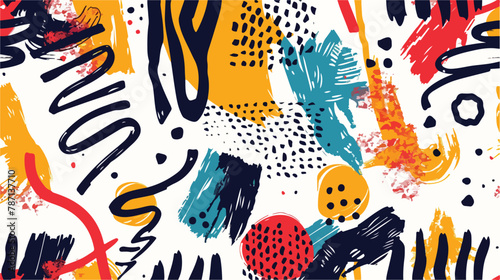 Hand drawn abstraction. Bright vector seamless patter