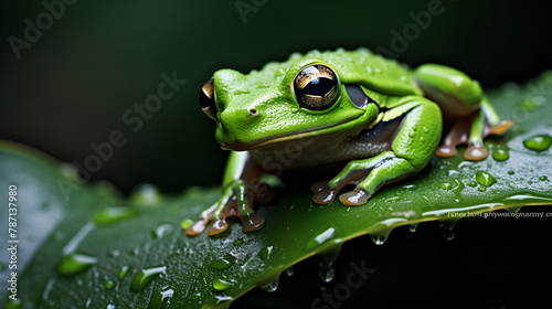 Tree Frog in rainy Jungle
