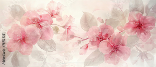 a pink flowers on a white background with a light