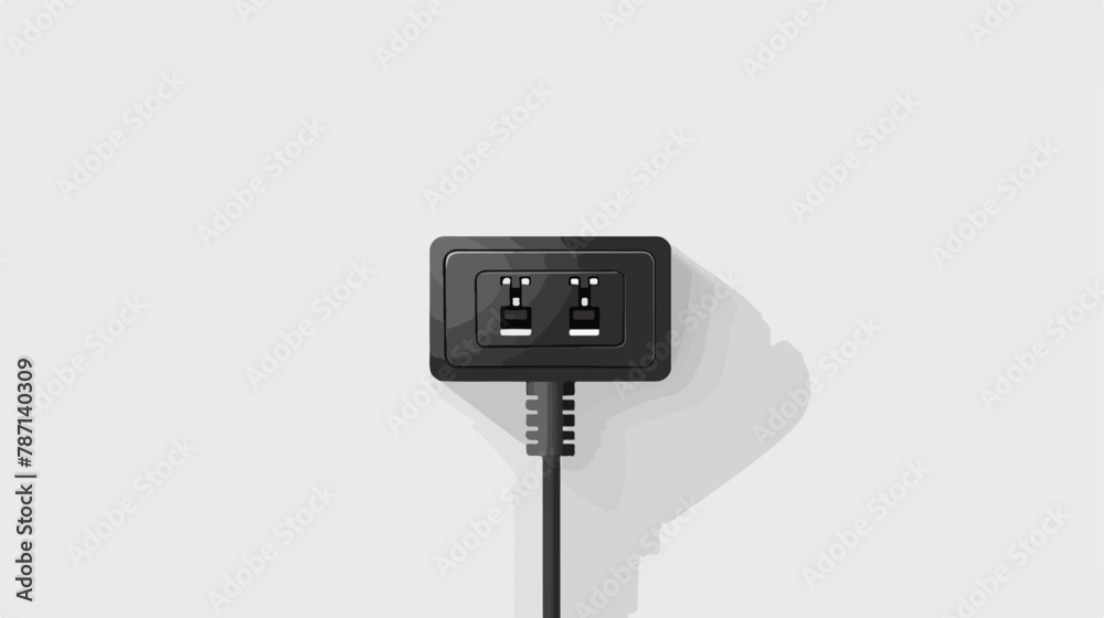 Black cable with schuko socket on white horizontal