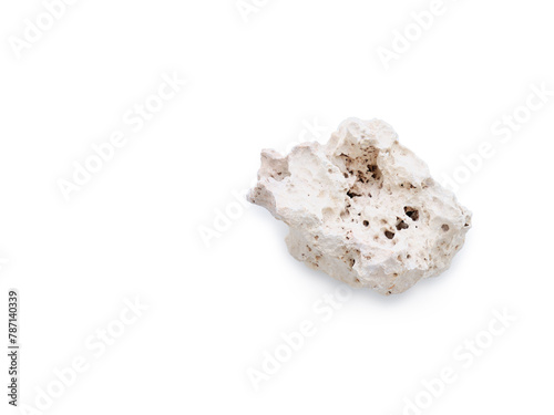 Perforated grey stone top view isolated on white background with space for text