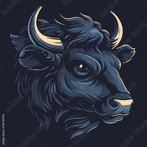 Logo bull in dark techno style in vectorial