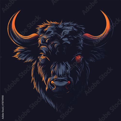 Logo bull in dark techno style in vectorial