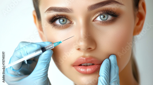 Facial skin improvement injection. Cosmetology beauty treatment. Botox, anti-aging, dermal filler, mesotherapy, collagen therapy