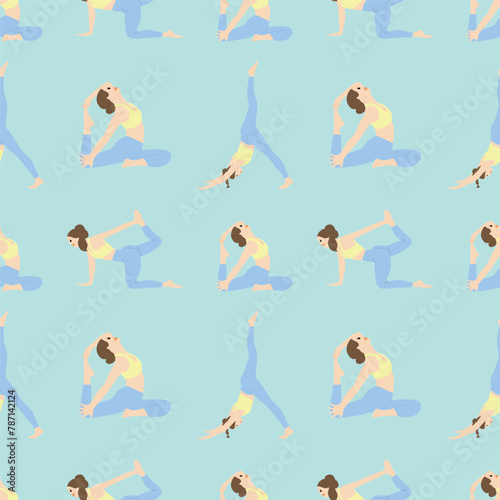 yoga girl pattern, sport, health, asana