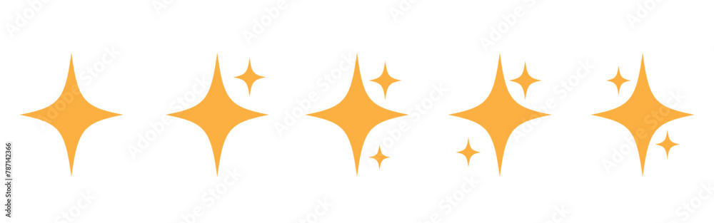 Flash sparkle flat star icon set. Twinkle star silhouette for gold sparkle, yellow glitter light, magic shiny flare effect. Isolated vector illustration. Flash sparkle flat star icon set. Twinkle star silhouette for gold sparkle, yellow glitter light, magic shiny flare effect. Isolated vector illustration.