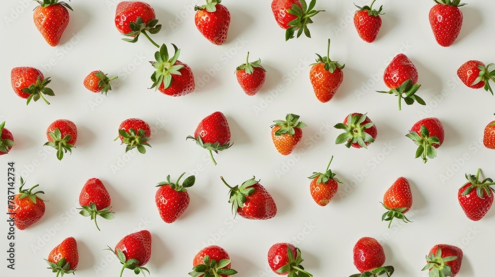 Strawberries separated on a white backdrop Strawberries separated on a white backdrop